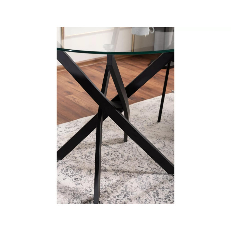 STÓŁ AGIS TRANSPARENTNY/CZARNY MAT FI90