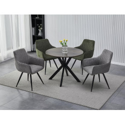 Obrotowe krzesło tapicerowane Ballo Brego stelaż czarny/oliwka 77