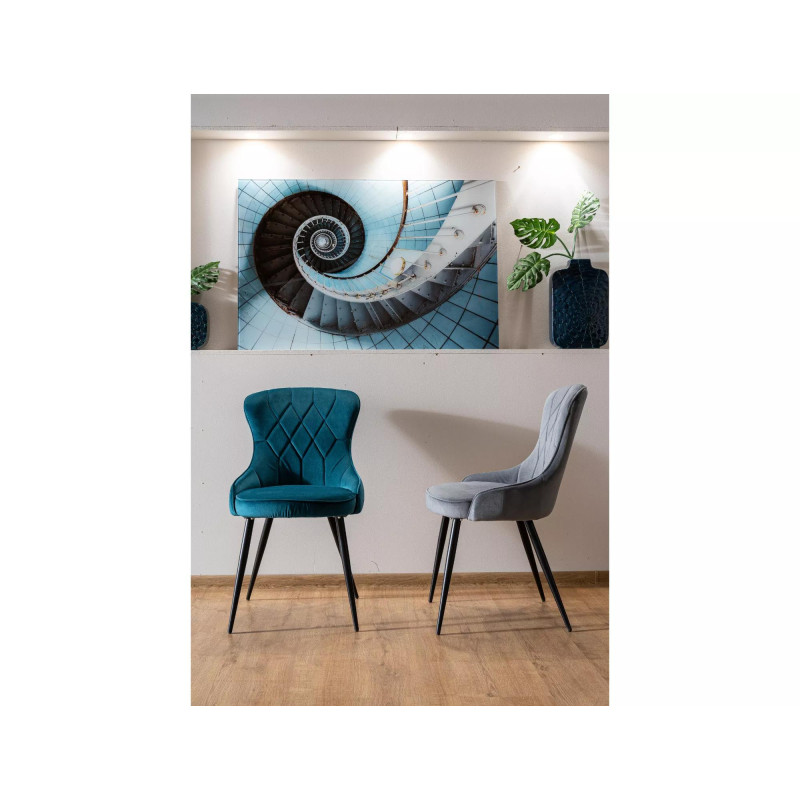 KRZESŁO LOTUS VELVET CZARNY STELAŻ/TURKUS BLUVEL 85