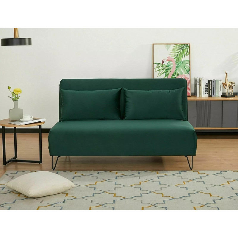 Sofa z funkcją spania Zenia Velvet zielony/czarny