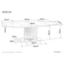 STÓŁ MONCLER CERAMIC MORSKI VERDE ALPI / CZARNY MAT (160-240)X90