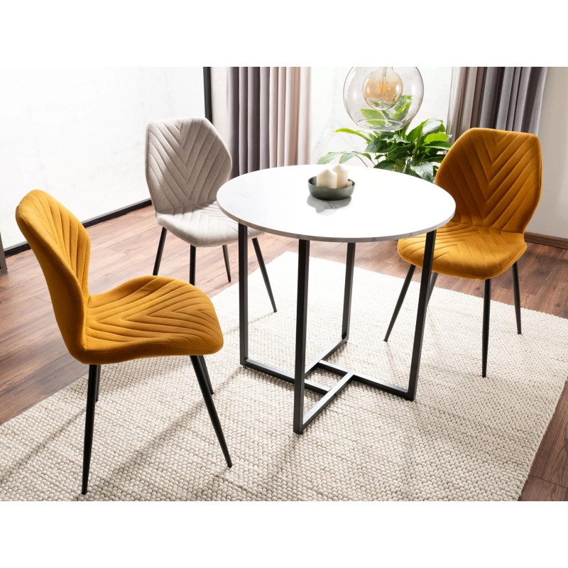 STÓŁ ALTO II BIAŁY EFEKT MARMURU/CZARNY FI80