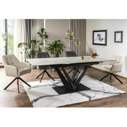 Rozkładany stół Sorento Ceramic biały nature cloud/czarny mat 160(220)X90
