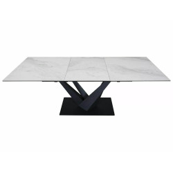 Rozkładany stół Sorento Ceramic biały nature cloud/czarny mat 160(220)X90
