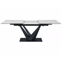 Rozkładany stół Sorento Ceramic biały nature cloud/czarny mat 160(220)X90