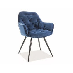 Krzesło tapicerowane Cherry Velvet czarny stelaż/granatowy Bluvel 86
