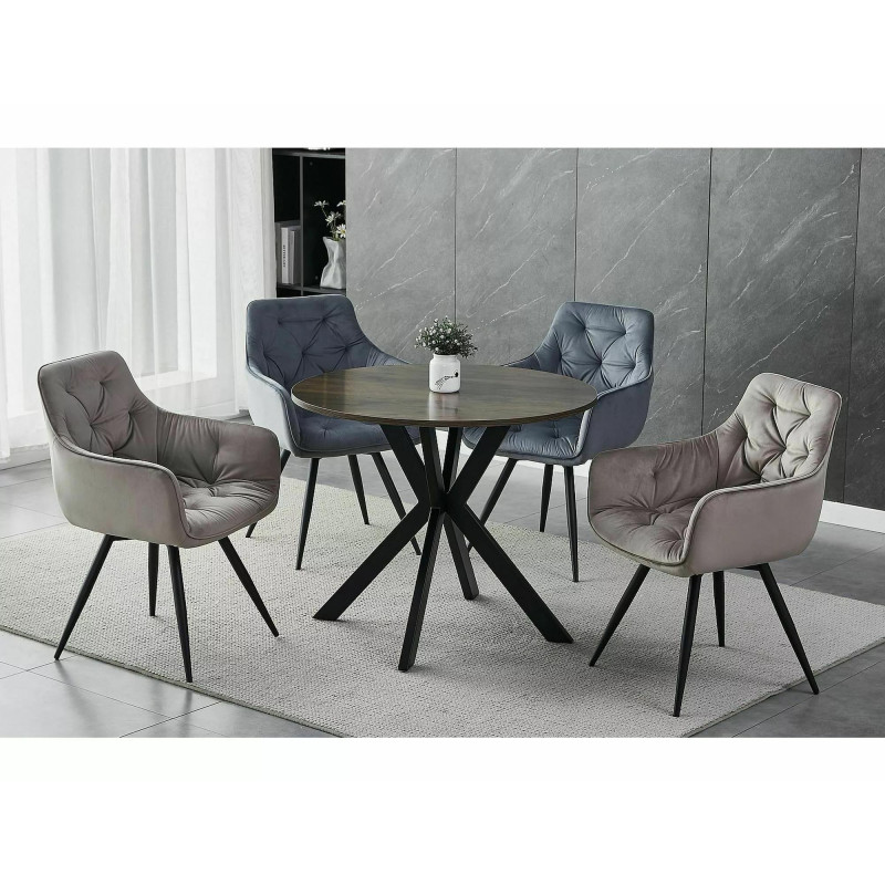 KRZESŁO MANGO VELVET STELAŻ CZARNY/BLUVEL C.BEŻ 40