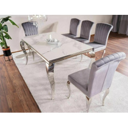 STÓŁ PRINCE CERAMIC BIAŁY CALACATTA/CHROM 150X90 STÓŁ PRINCE CERAMIC BIAŁY CALACATTA/CHROM 150X90