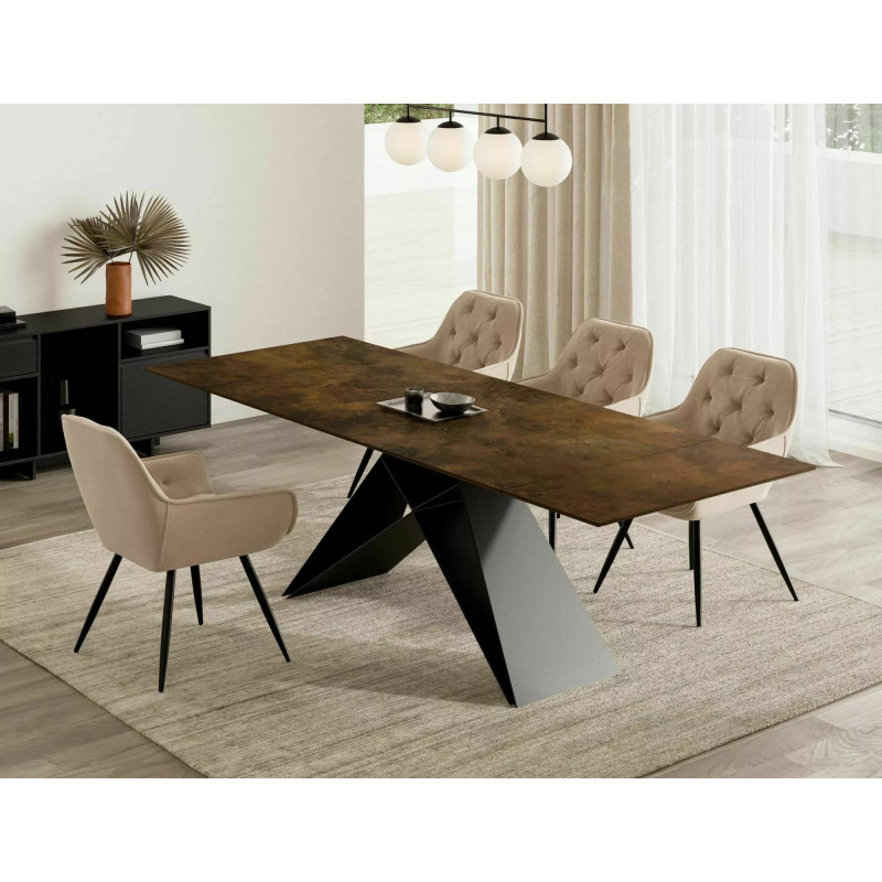 STÓŁ WESTIN CERAMIC BRĄZ OSSIDO BRUNO / CZARNY MAT (160-240)X90