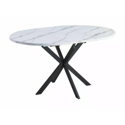 STÓŁ GASTON BIAŁY EFEKT MARMURU/CZARNY MAT 100(135)X100