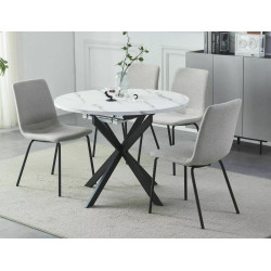 STÓŁ GASTON BIAŁY EFEKT MARMURU/CZARNY MAT 100(135)X100