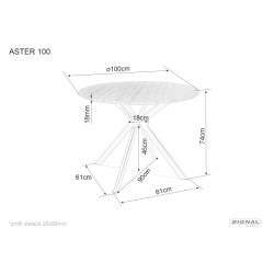 Okrągły stół Aster dąb/czarny mat stelaż FI100
