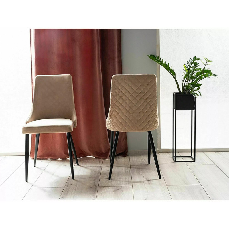 Krzesło tapicerowane Piano B Velvet czarny stelaż / beż bluvel 28