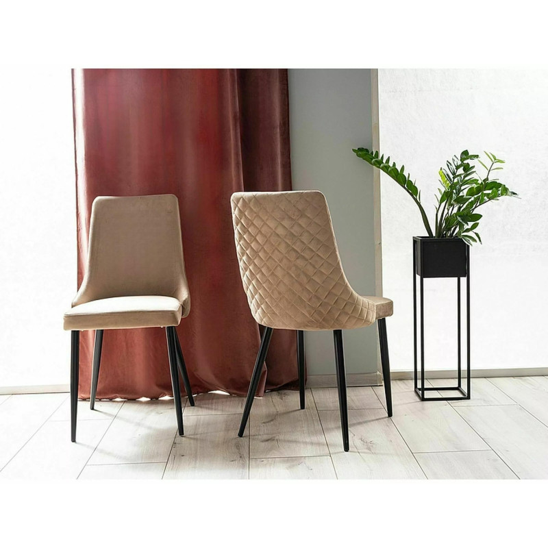 Krzesło tapicerowane Piano B Velvet czarny stelaż / beż bluvel 28