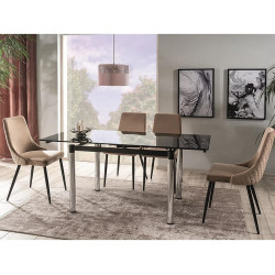 Krzesło tapicerowane Piano B Velvet czarny stelaż / beż bluvel 28