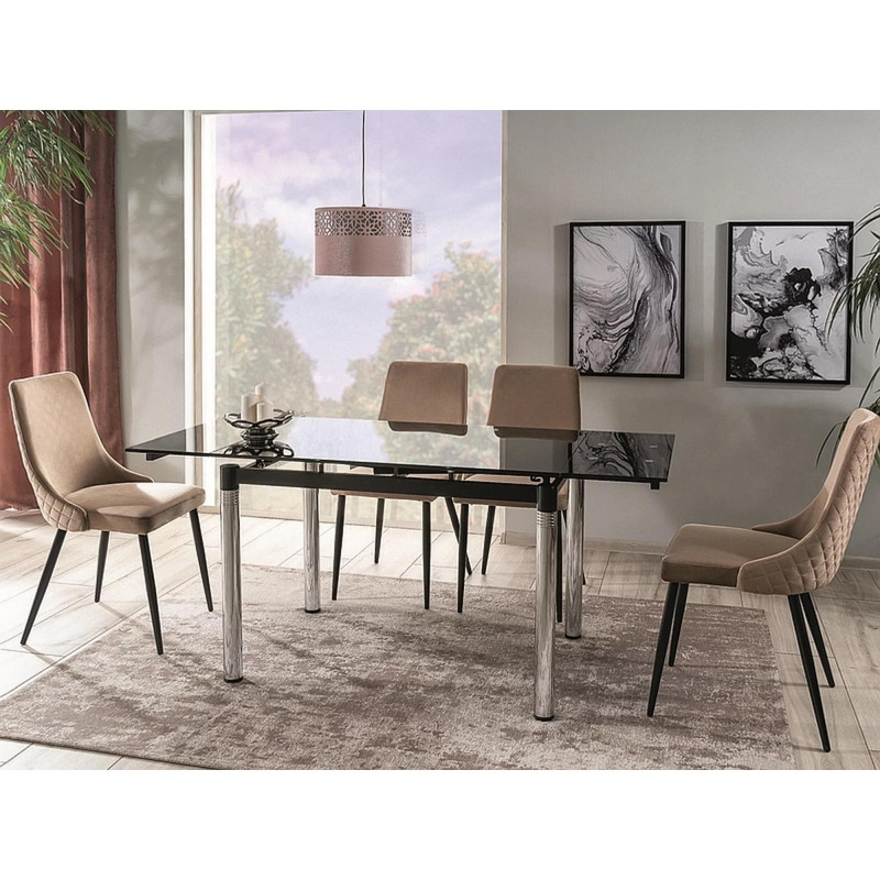 Krzesło tapicerowane Piano B Velvet czarny stelaż / beż bluvel 28