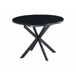 STÓŁ GASTON CZARNY EFEKT MARMURU/CZARNY MAT 100(135)X100