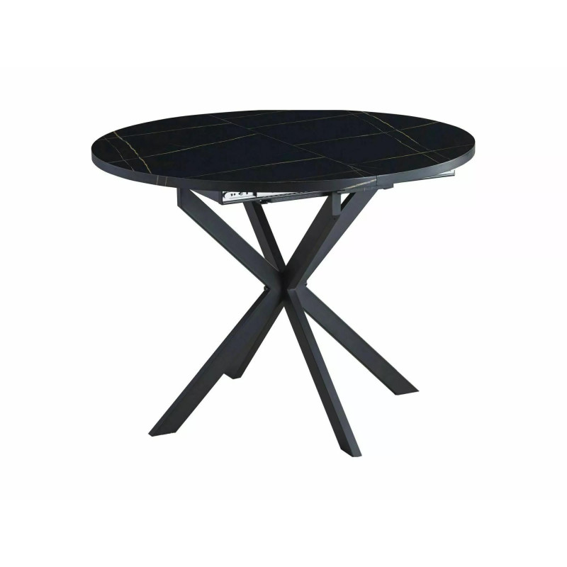 STÓŁ GASTON CZARNY EFEKT MARMURU/CZARNY MAT 100(135)X100