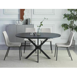 STÓŁ GASTON CZARNY EFEKT MARMURU/CZARNY MAT 100(135)X100