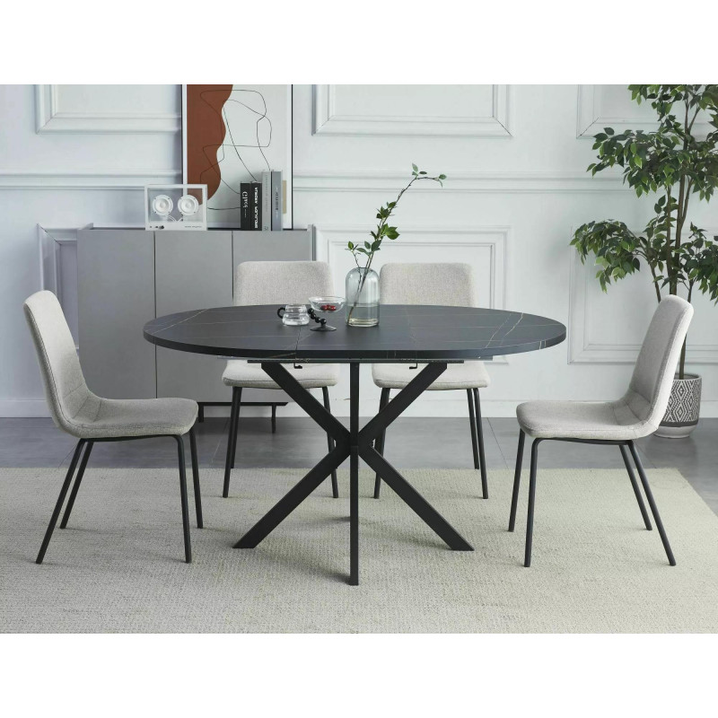 STÓŁ GASTON CZARNY EFEKT MARMURU/CZARNY MAT 100(135)X100