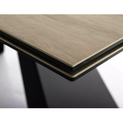 STÓŁ SALVADORE CERAMIC JASNY BRĄZ SABBIA / CZARNY MAT (160-240)X90