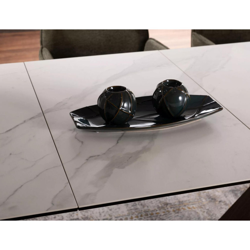 STÓŁ BONUCCI CERAMIC BIAŁY STATUARIO VENATO /ORZECH (200-250)X98