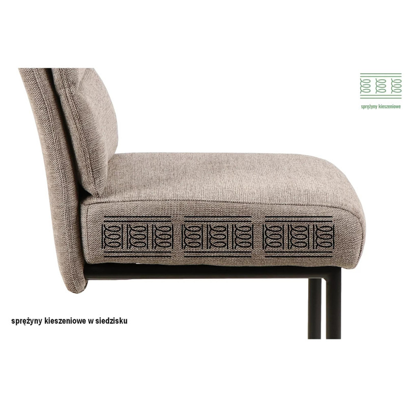 Eleganckie krzesło tapicerowane Berry Brego czarny stelaż/oliwka 77