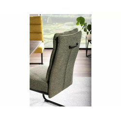 Eleganckie krzesło tapicerowane Berry Brego czarny stelaż/oliwka 77