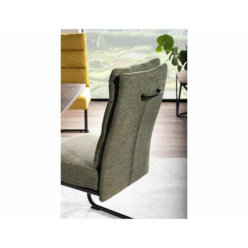 Eleganckie krzesło tapicerowane Berry Brego czarny stelaż/oliwka 77