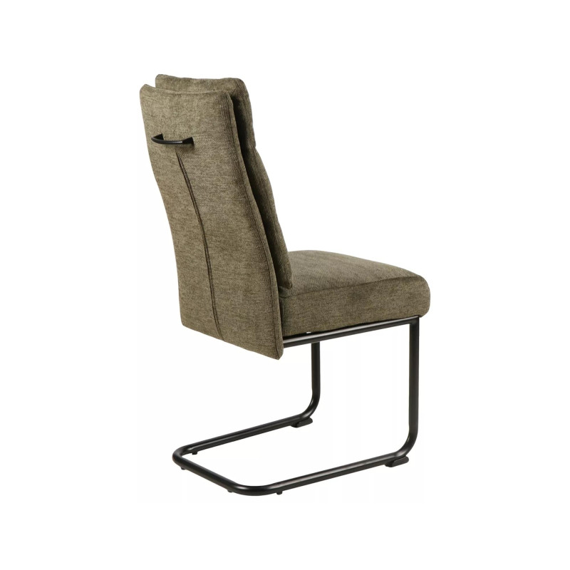 Eleganckie krzesło tapicerowane Berry Brego czarny stelaż/oliwka 77