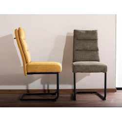 Eleganckie krzesło tapicerowane Berry Brego czarny stelaż/oliwka 77