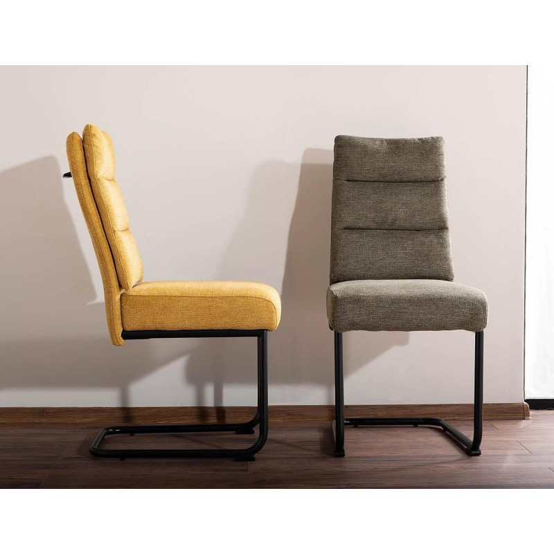 Eleganckie krzesło tapicerowane Berry Brego czarny stelaż/oliwka 77