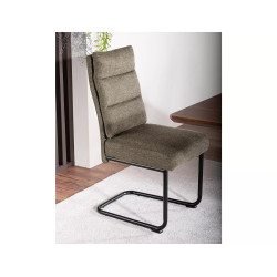 Eleganckie krzesło tapicerowane Berry Brego czarny stelaż/oliwka 77