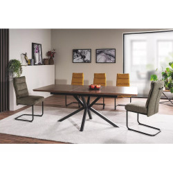 Eleganckie krzesło tapicerowane Berry Brego czarny stelaż/oliwka 77