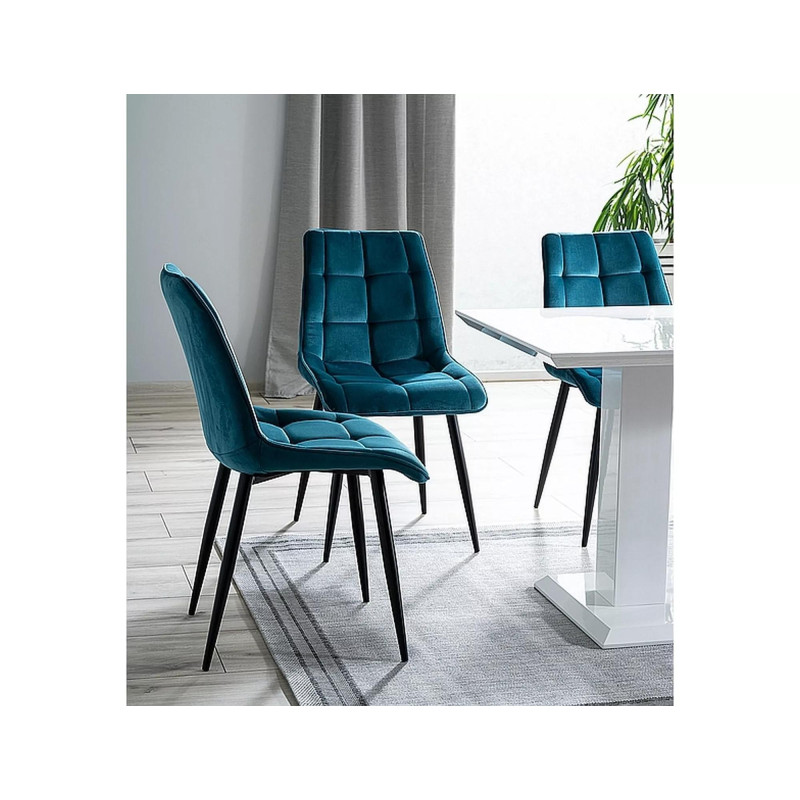 Krzesło tapicerowane Chic Velvet czarny stelaż/turkus bluvel 85