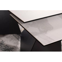 STÓŁ PETERSON CERAMIC BIAŁY STATUARIO VENATO/ CZARNY MAT (160-240)X90