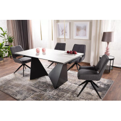 STÓŁ PETERSON CERAMIC BIAŁY STATUARIO VENATO/ CZARNY MAT (160-240)X90