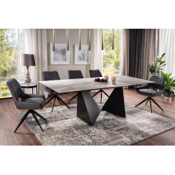 STÓŁ PETERSON CERAMIC BIAŁY STATUARIO VENATO/ CZARNY MAT (160-240)X90