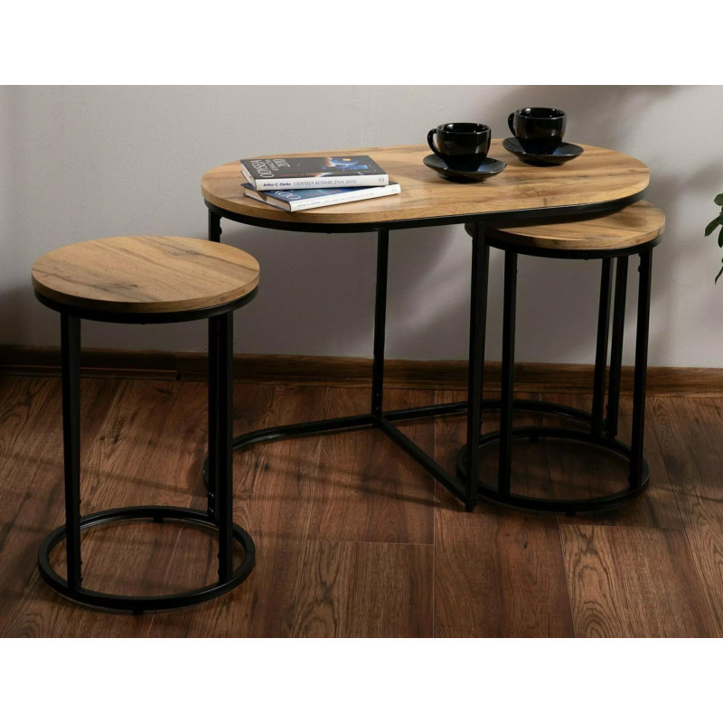 ŁAWA TWIX DĄB ARTISAN/CZARNY (ZESTAW)