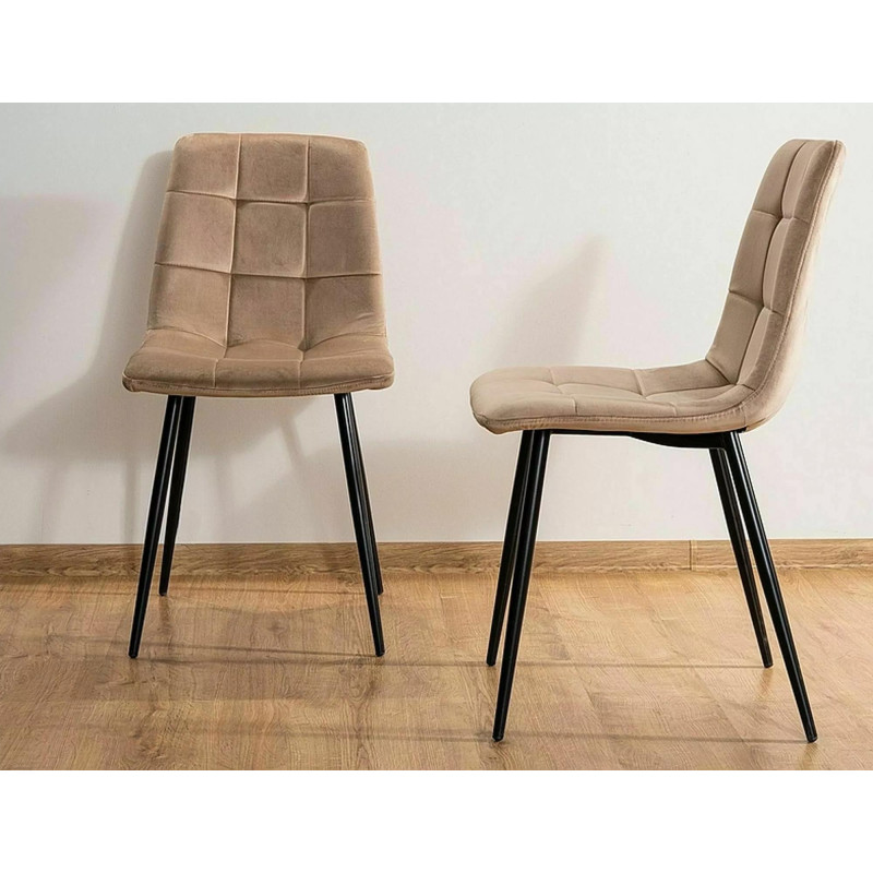 Krzesło tapicerowane Mila Velvet czarny stelaż/beż bluvel 28