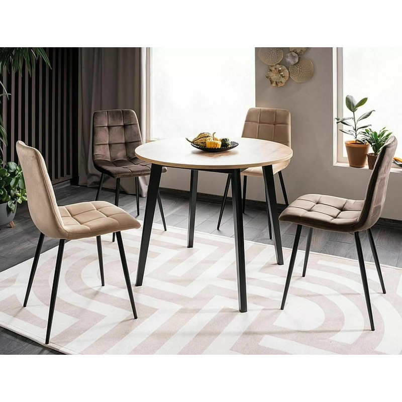 Krzesło tapicerowane Mila Velvet czarny stelaż/beż bluvel 28