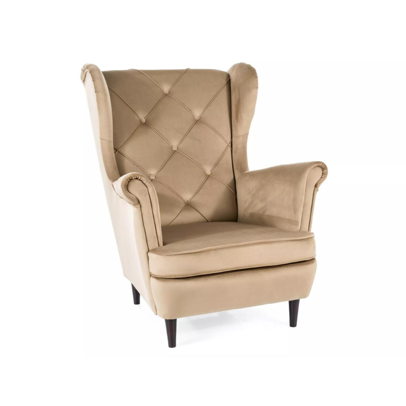 FOTEL LADY VELVET BEŻOWY BLUVEL 28 / WENGE