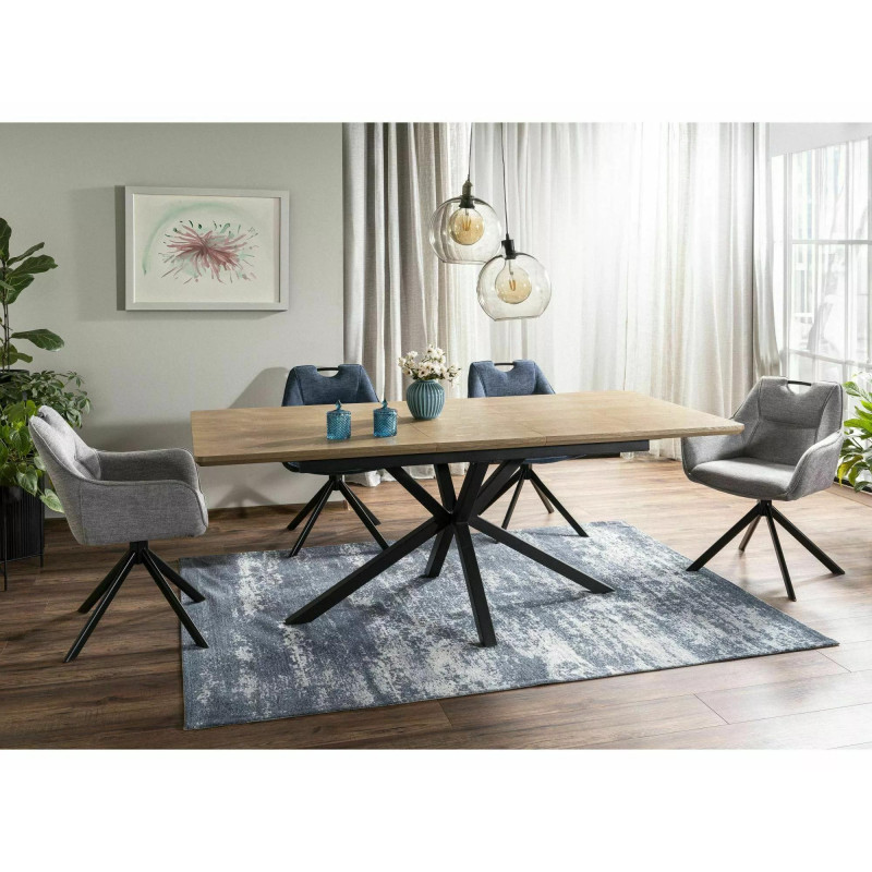 Stół Logan dąb/czarny mat 160(200)x90