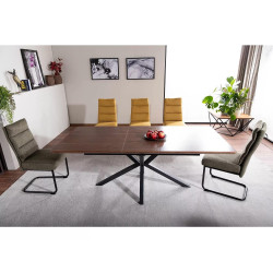 Eleganckie krzesło tapicerowane Berry Brego czarny stelaż/curry 68