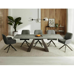 STÓŁ SALVADORE CERAMIC JASNY SZARY PIETRA DI SAVOIA / CZARNY MAT (160-240)X90