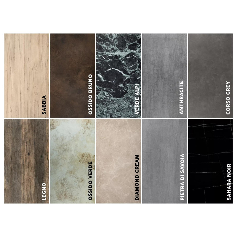 STÓŁ SALVADORE CERAMIC JASNY SZARY PIETRA DI SAVOIA / CZARNY MAT (160-240)X90