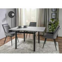 STÓŁ GD082 BIAŁY EFEKT MARMURU/CZARNY MAT 80(131)x80