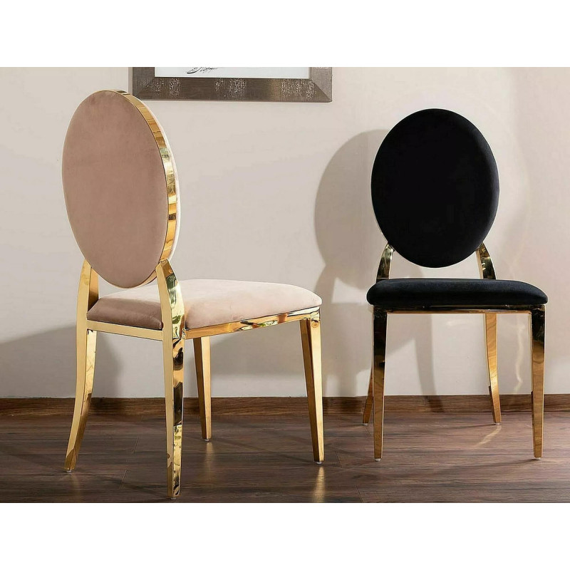 Nowoczesne krzesło King Velvet złoty stelaż/beżowy Bluvel 28