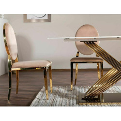 Nowoczesne krzesło King Velvet złoty stelaż/beżowy Bluvel 28