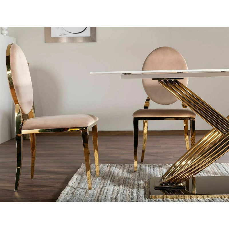 Nowoczesne krzesło King Velvet złoty stelaż/beżowy Bluvel 28